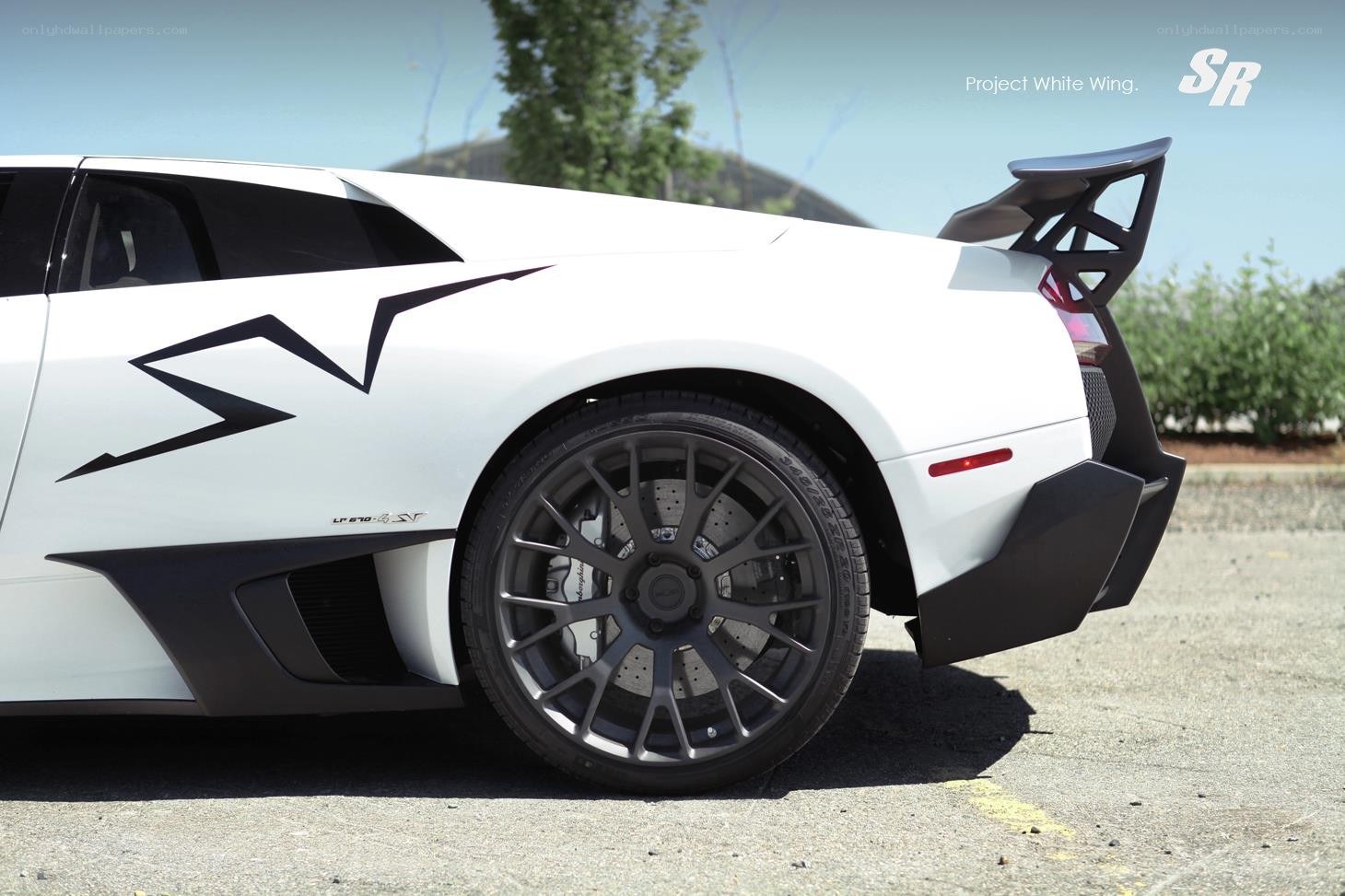 White Lamborghini with custom graphics
