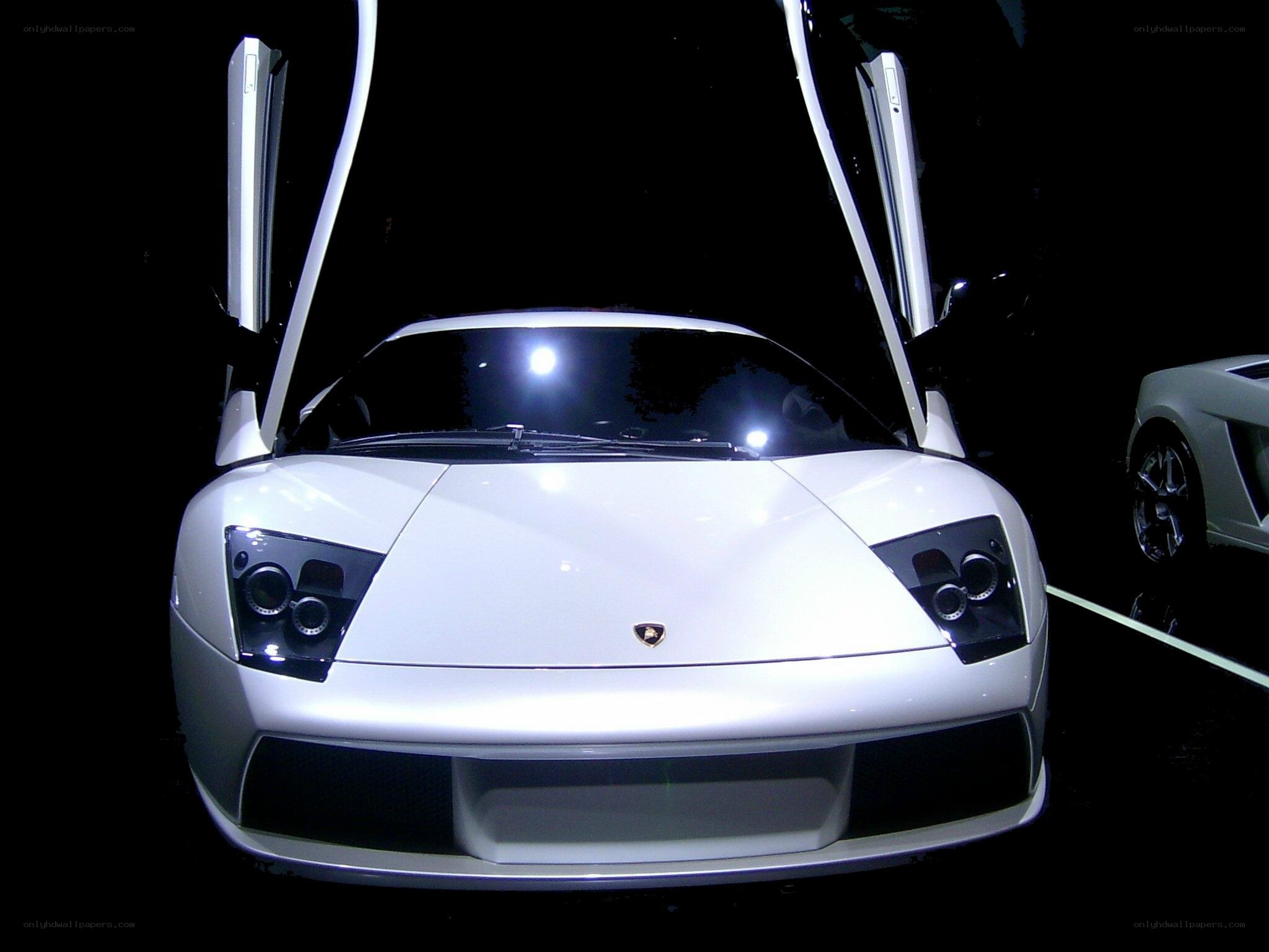 White Lamborghini with doors open