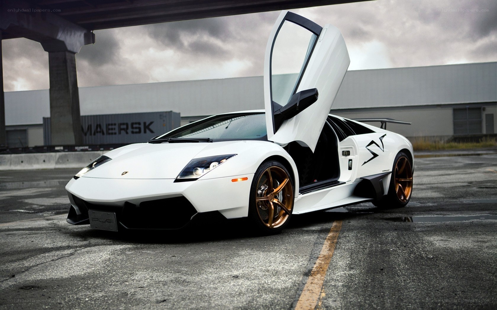 White Lamborghini with doors open
