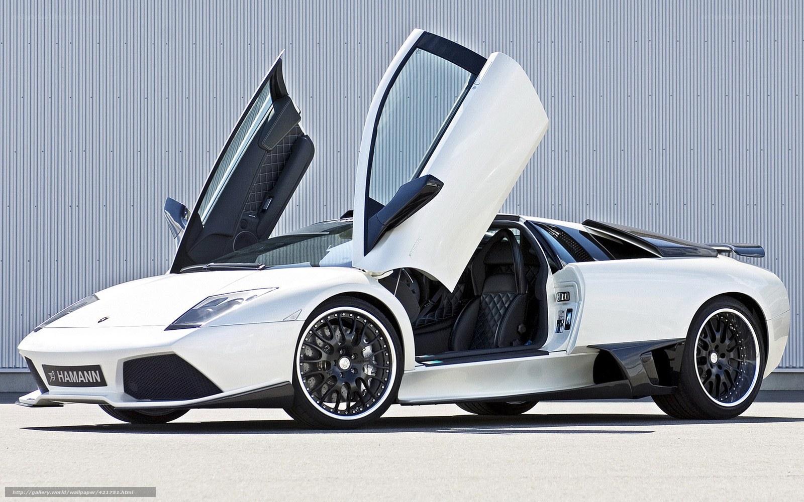 White Lamborghini with doors open