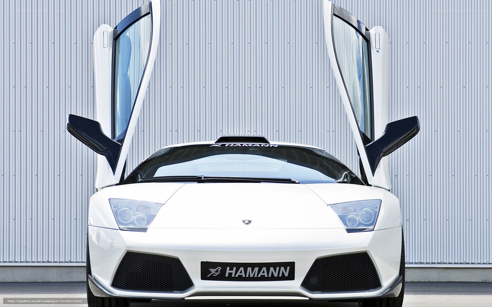 White Lamborghini with doors open