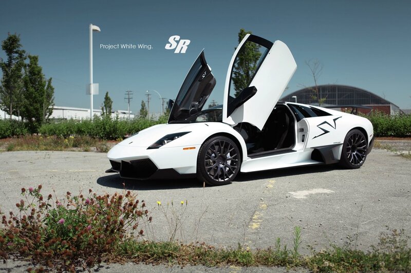 White Lamborghini with Doors Open — Dramatic