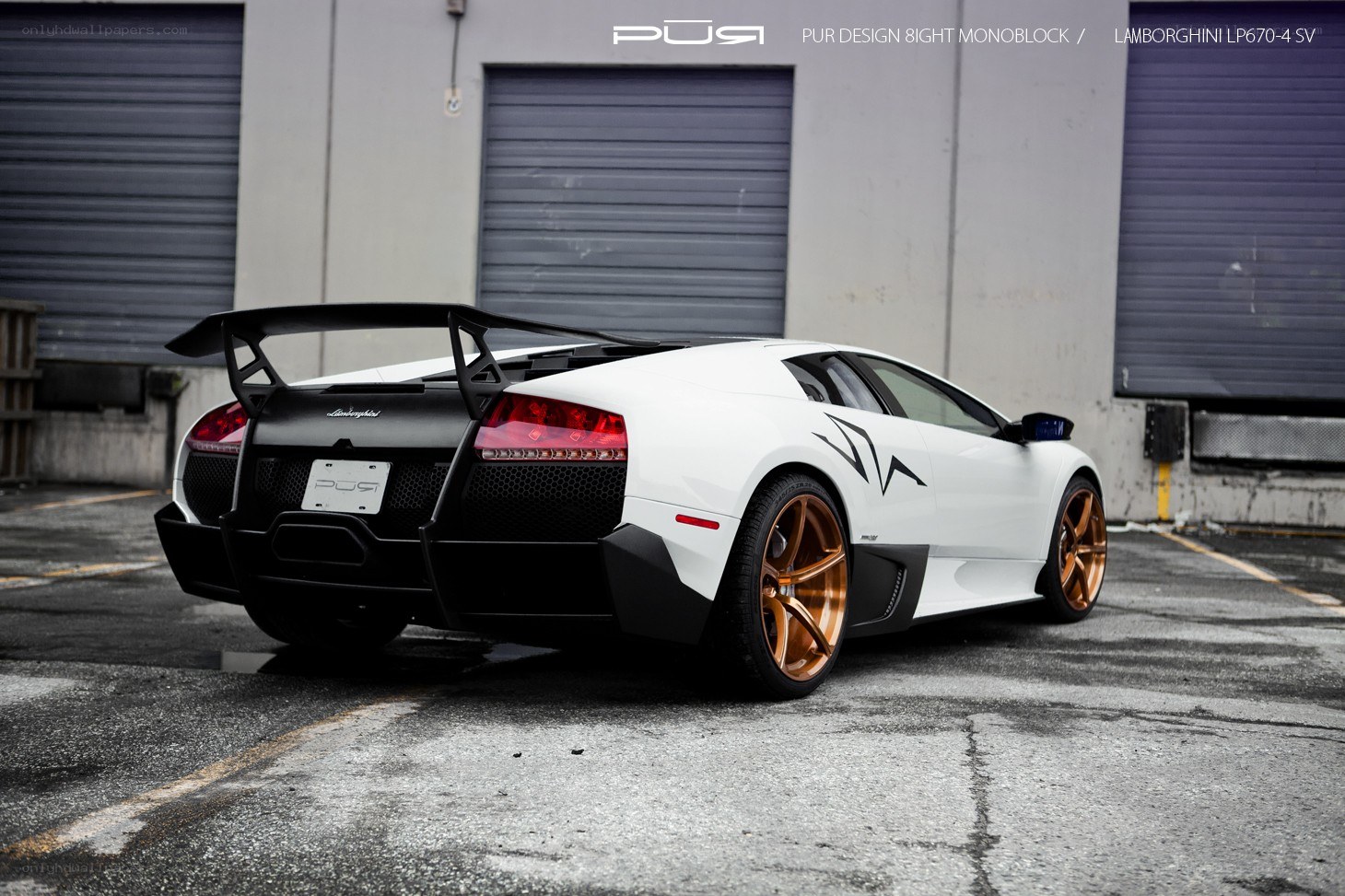 White Lamborghini with gold wheels