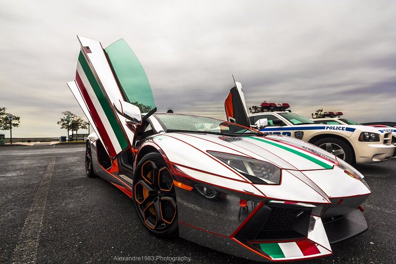 White Lamborghini with Italian Flag