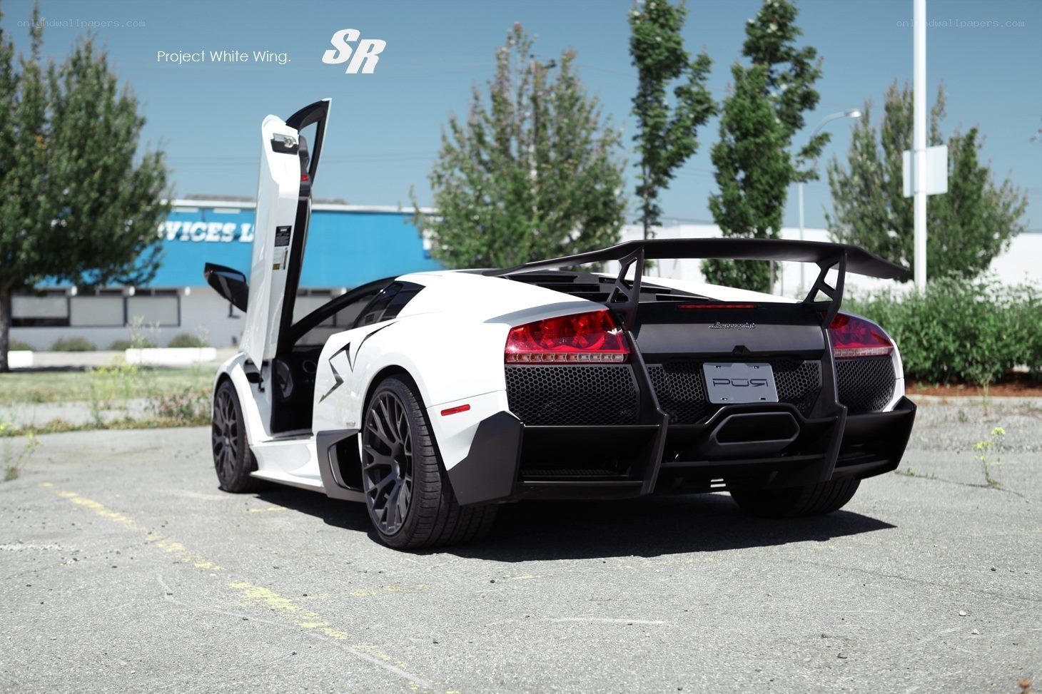 White Lamborghini with open door