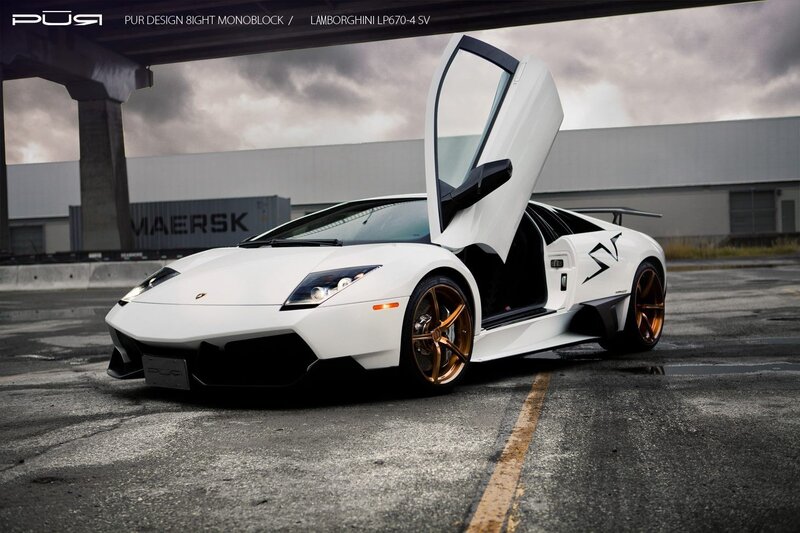 White Lamborghini with Open Door — Dramatic, Photograph