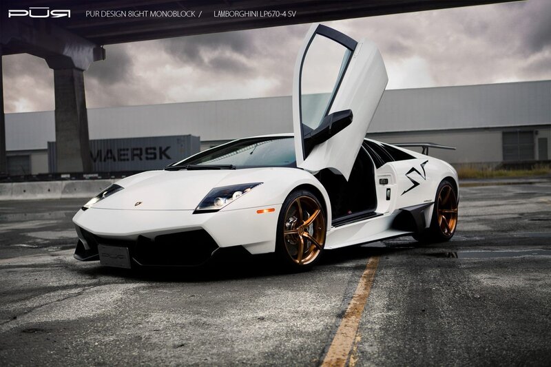 White Lamborghini with Open Door — Dramatic