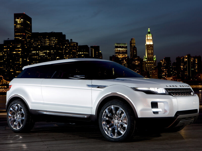 White Land Rover at night
