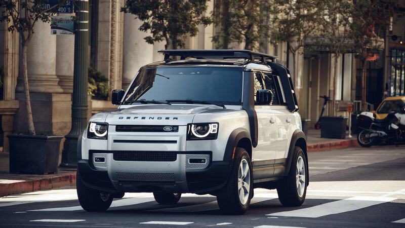 White Land Rover Defender — Silver