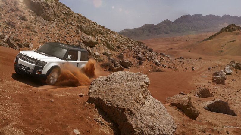 White Land Rover in Desert — Brown, Dramatic