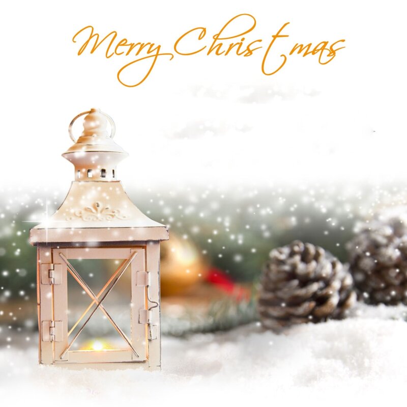 White Lantern in Snow — Festive