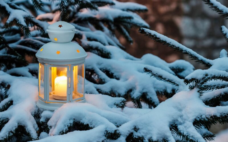 White Lantern in Snow — Serene, Winter, Photograph