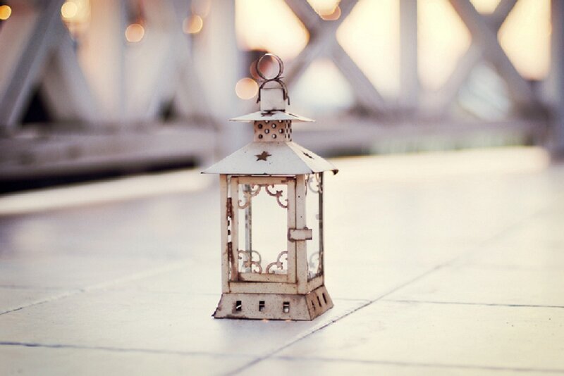 White Lantern on Pavement