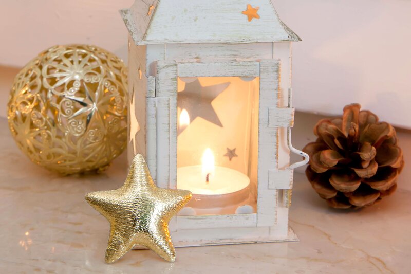 White Lantern with Candle — Cozy