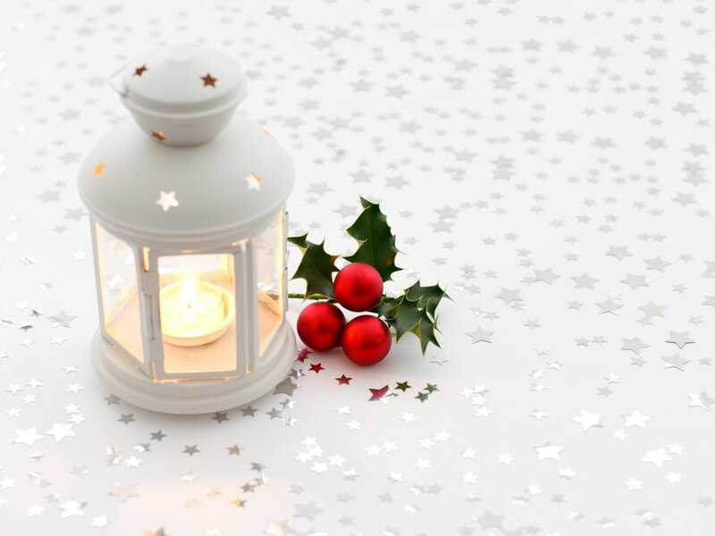 White Lantern with Holly — Festive