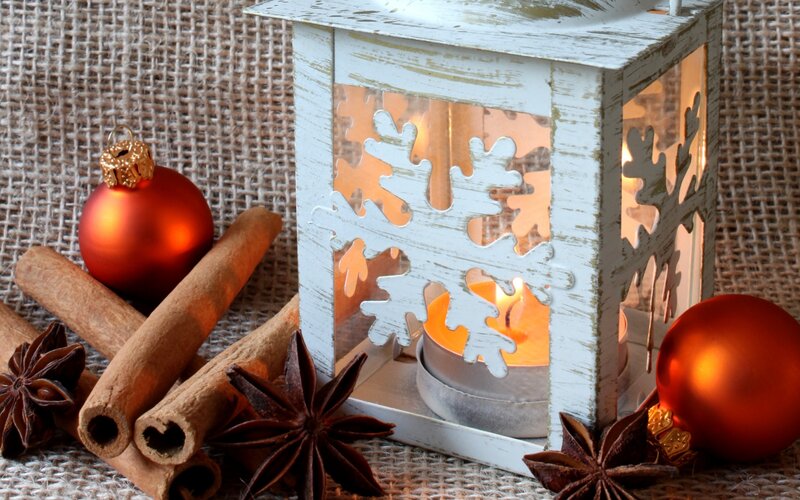 White Lantern with Ornaments