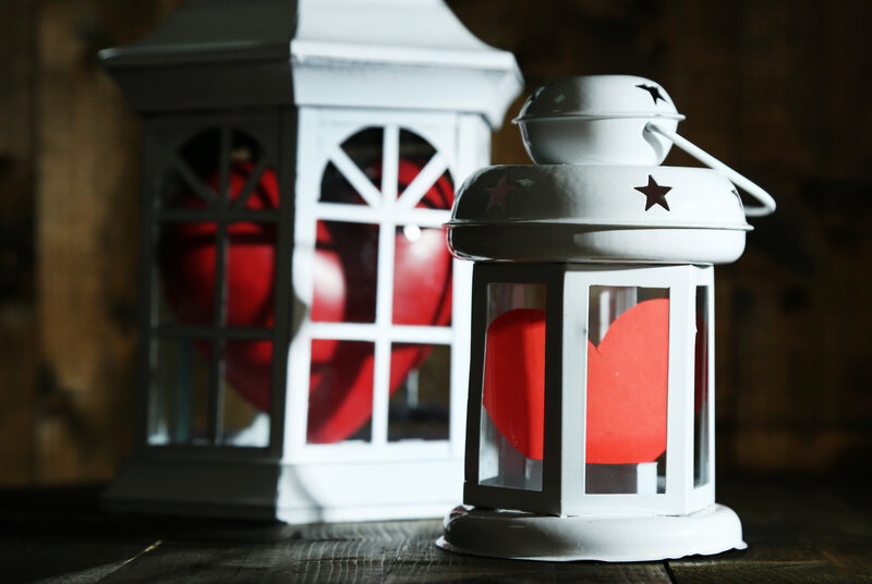 White Lanterns with Hearts