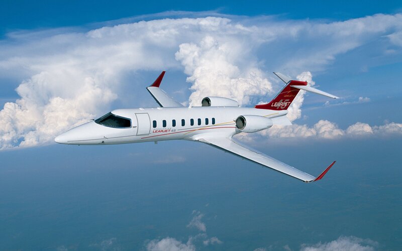 White Learjet 45