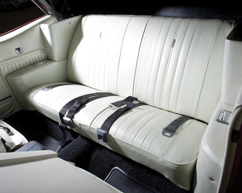 white leather car bench seat