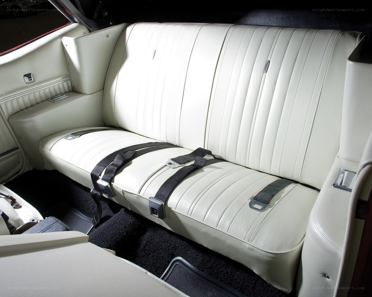 white leather car bench seat