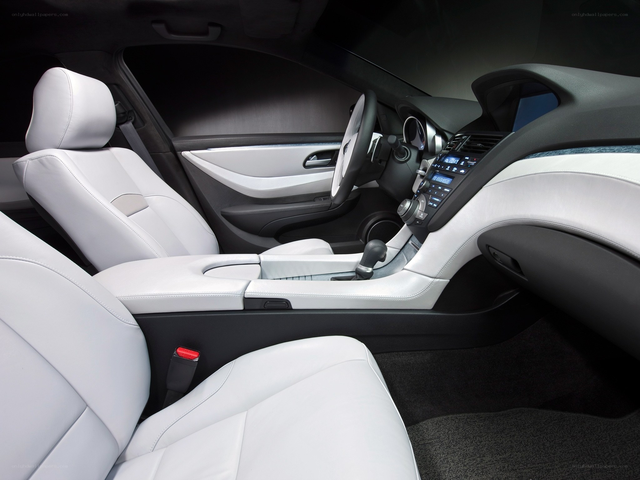 White leather car interior