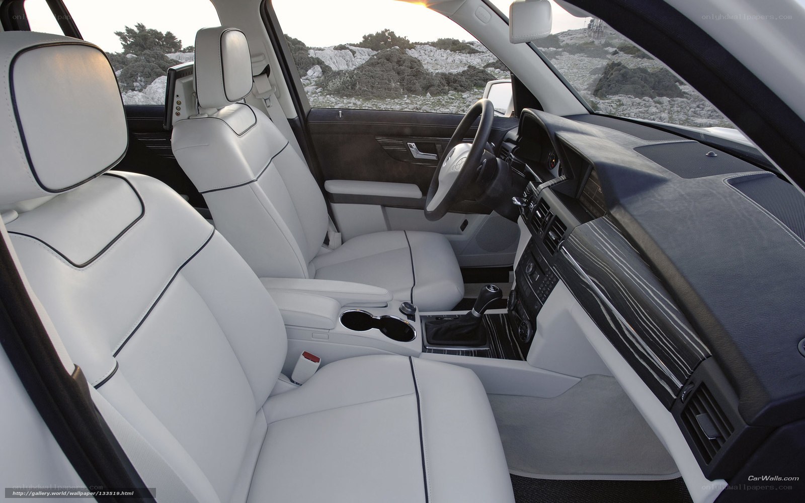 White leather car interior