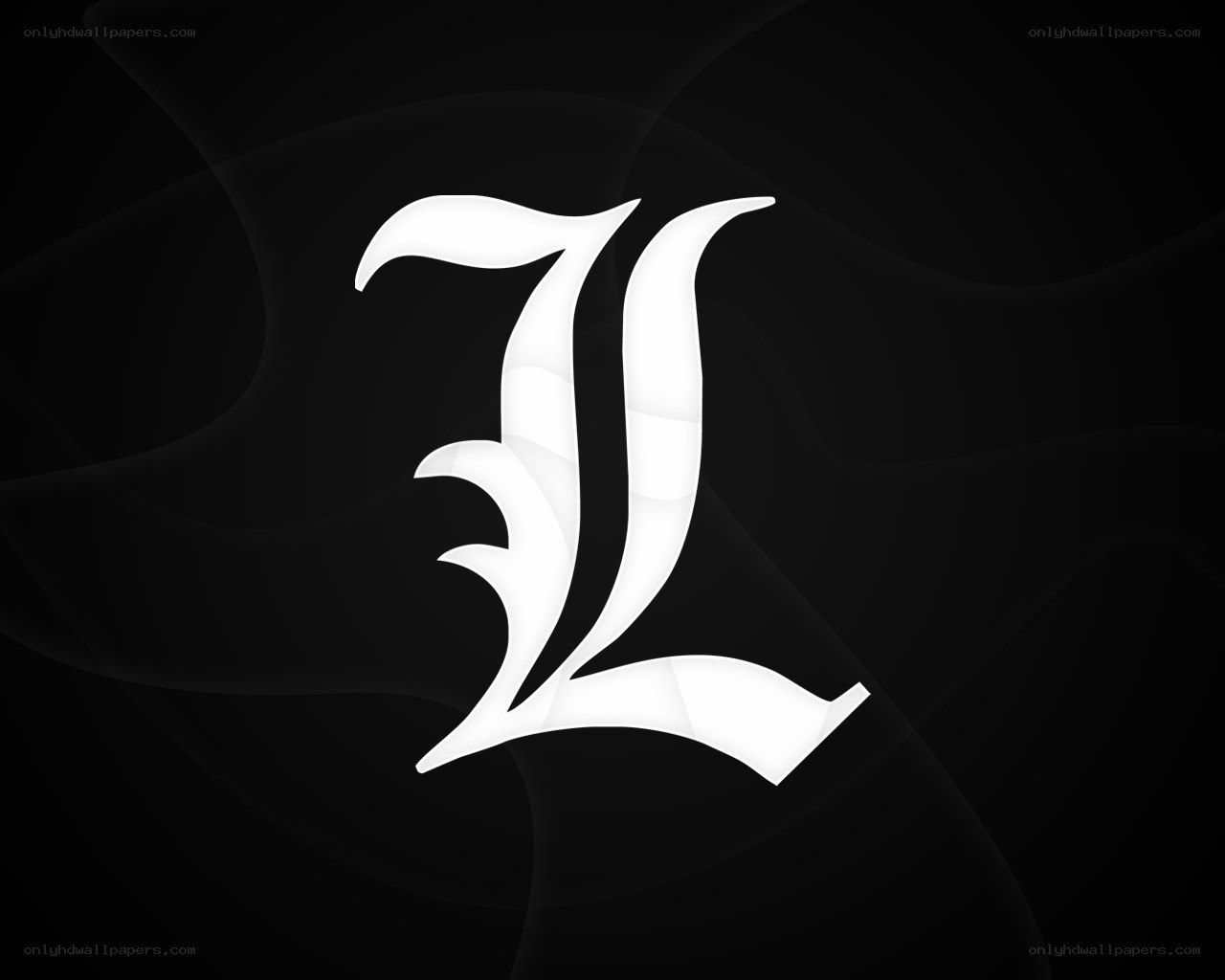 white letter L on black background