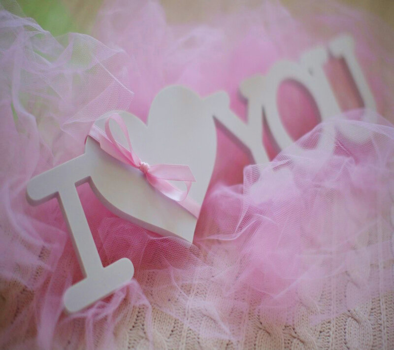 White Letters on Tulle — Pink