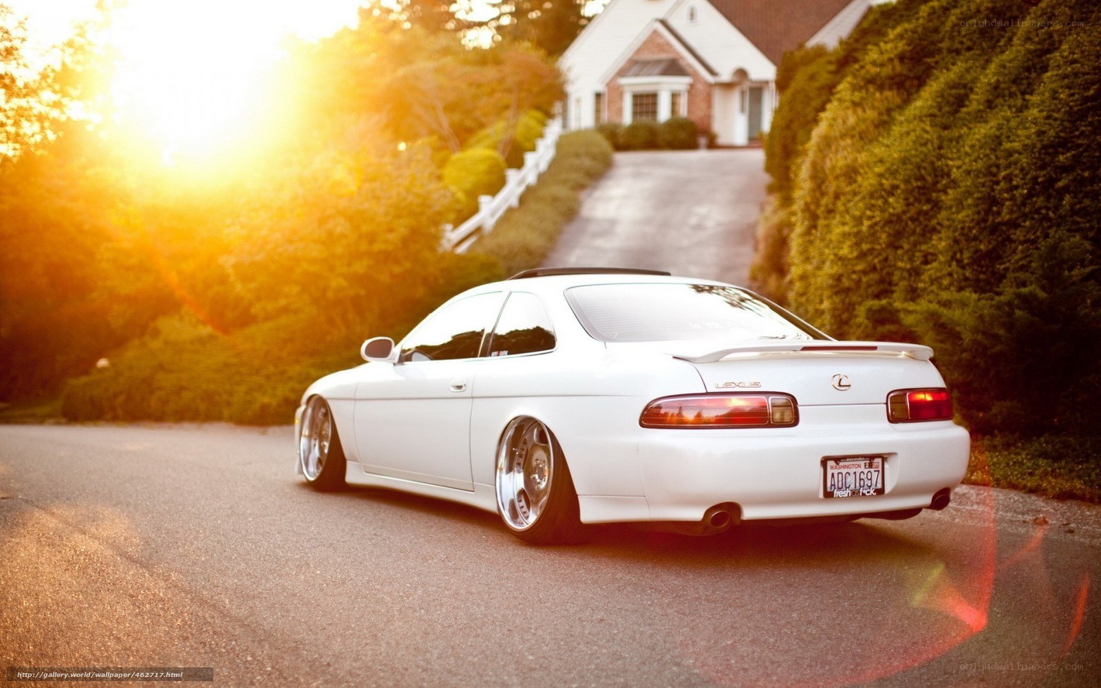 white lexus at sunset