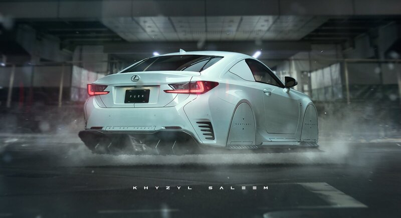 White Lexus Coupe — Dramatic, Night