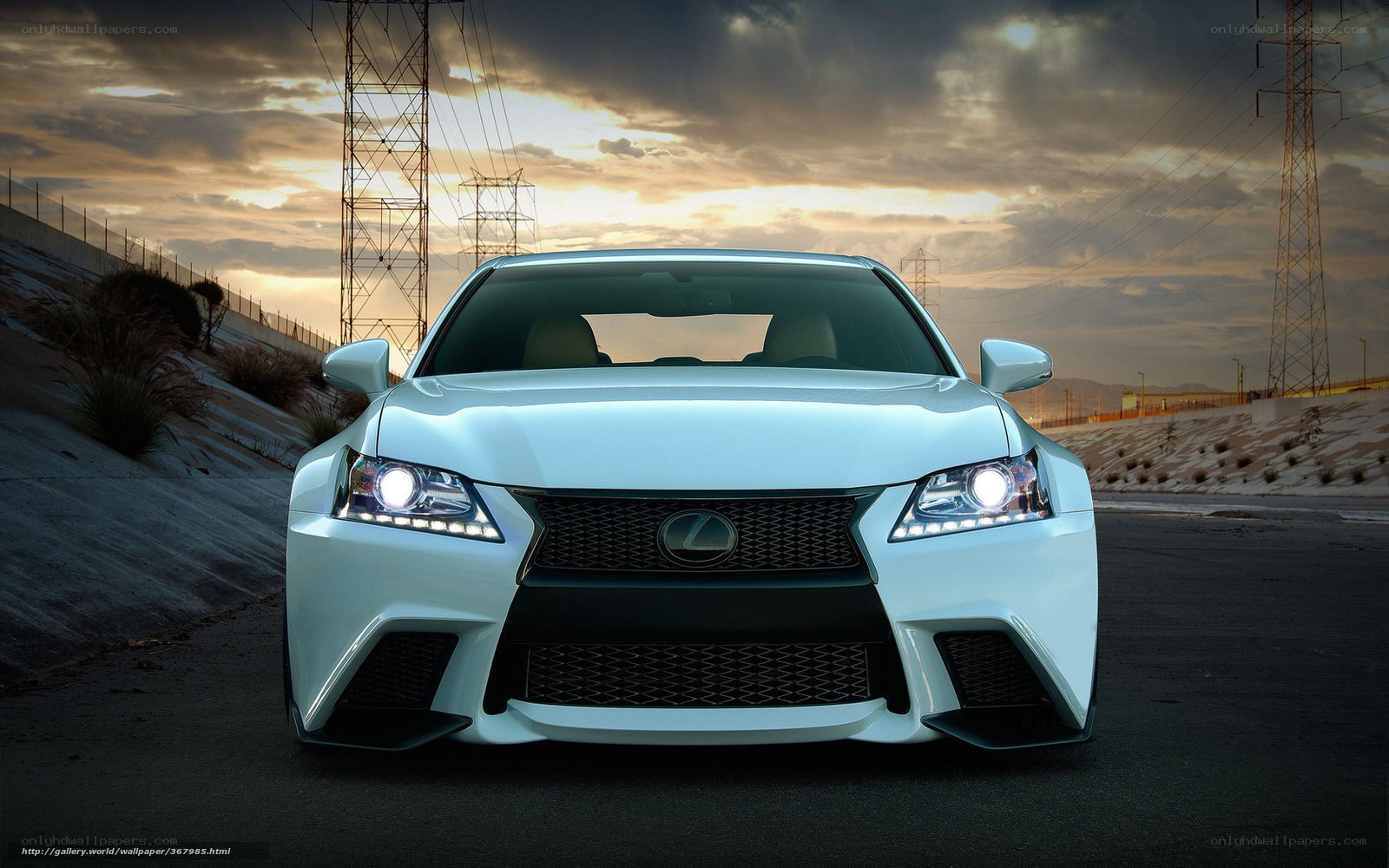 White Lexus in desert landscape