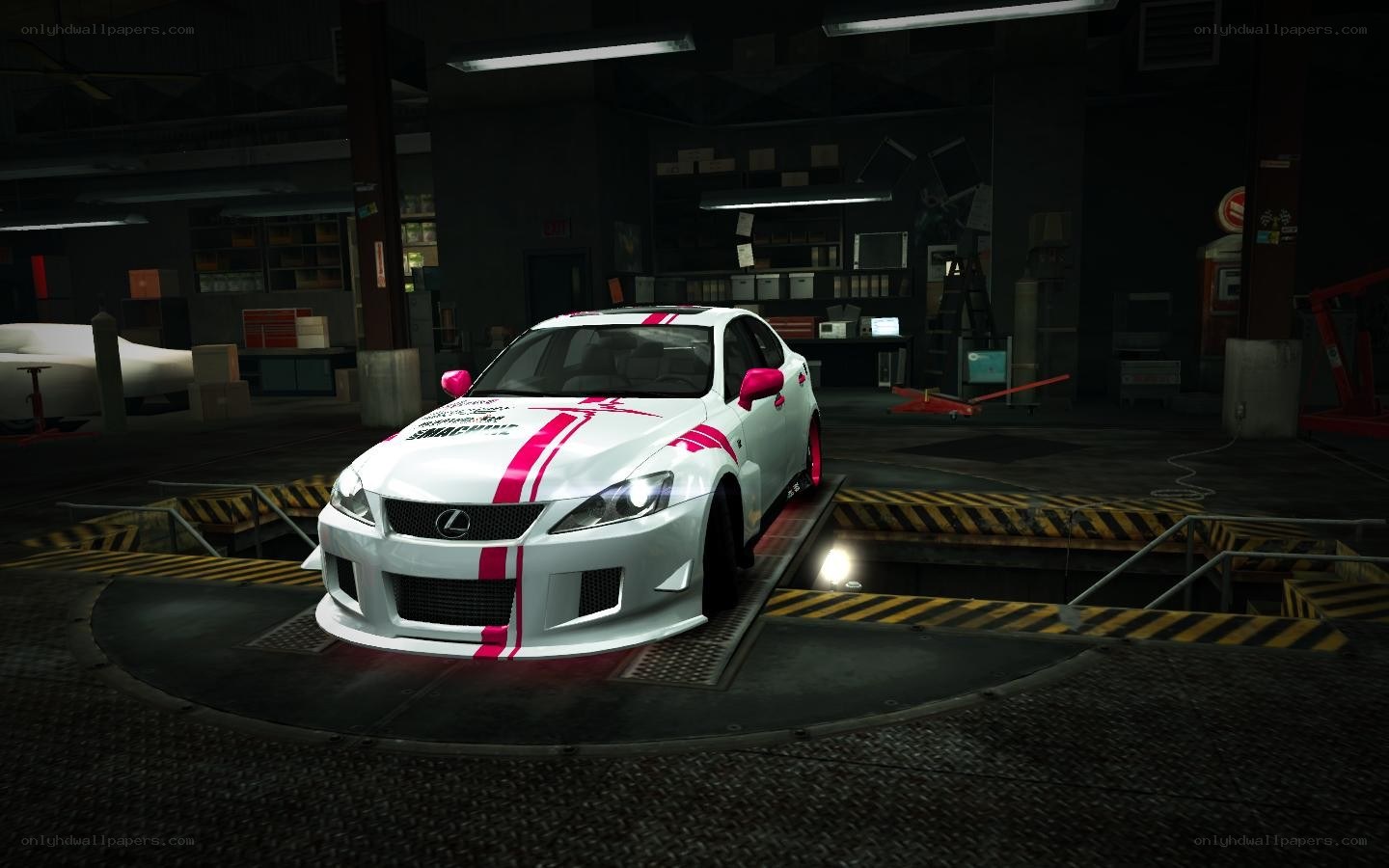 white lexus in garage