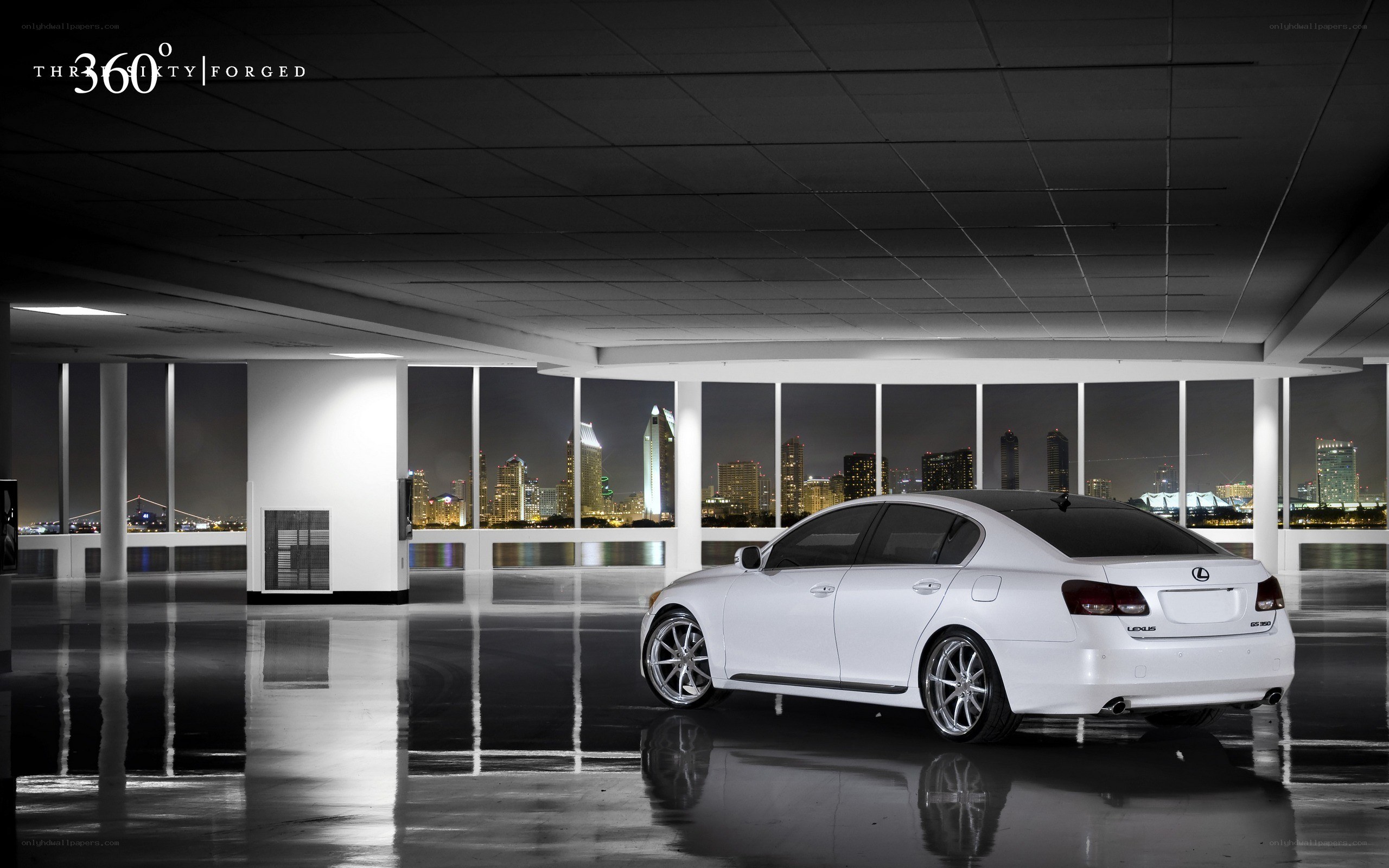 White Lexus in parking garage