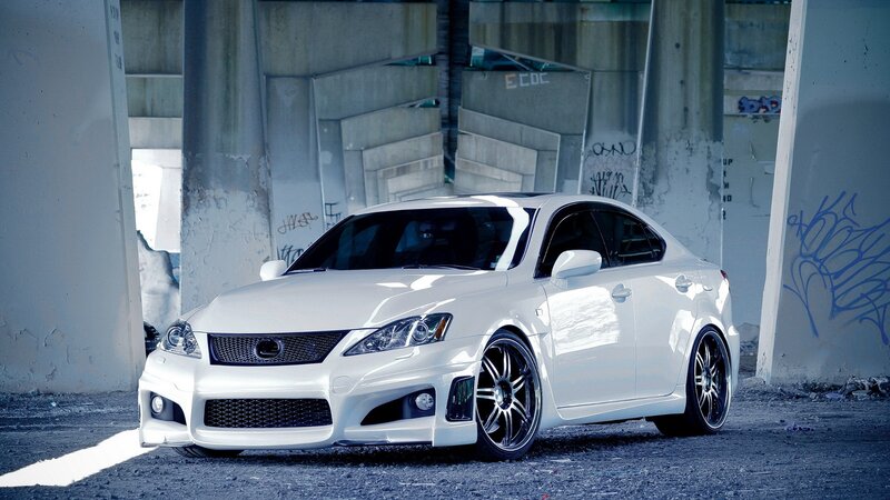 white lexus in urban setting