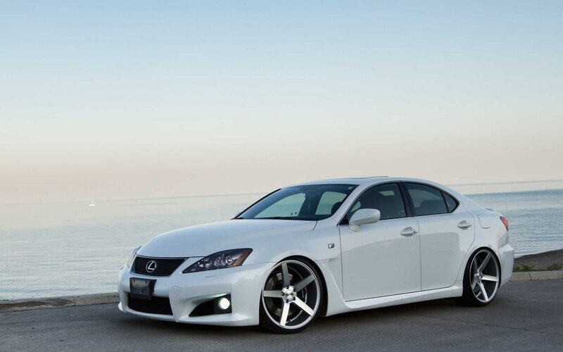 White Lexus IS-F by the water