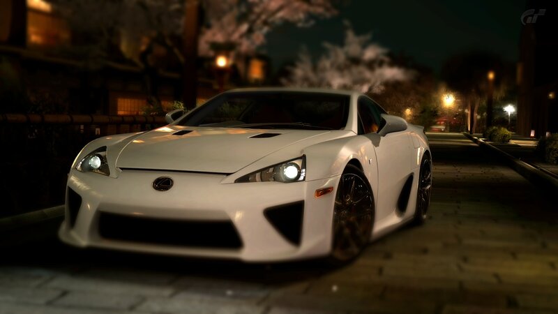 White Lexus LFA at night