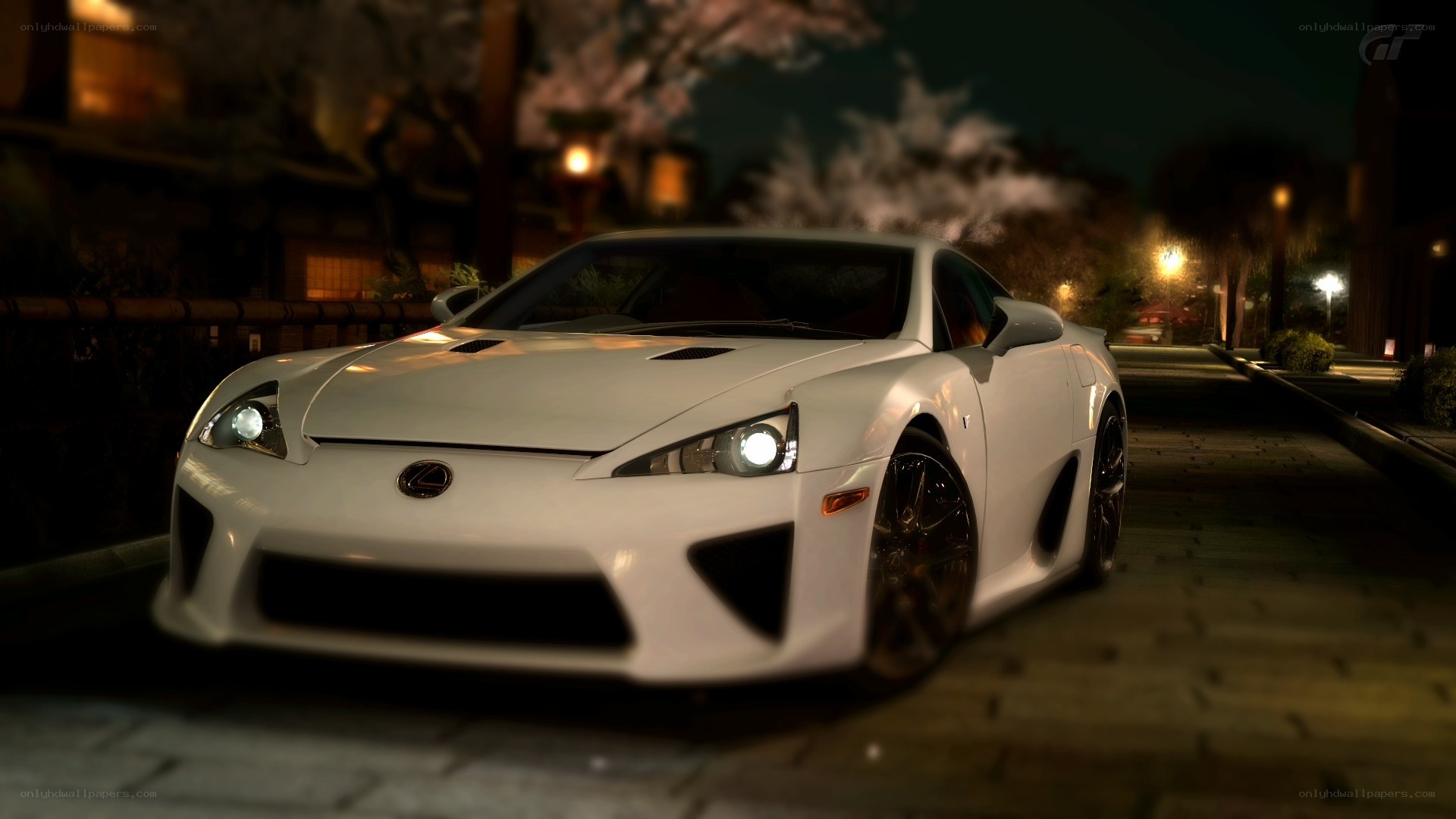 White Lexus LFA at night