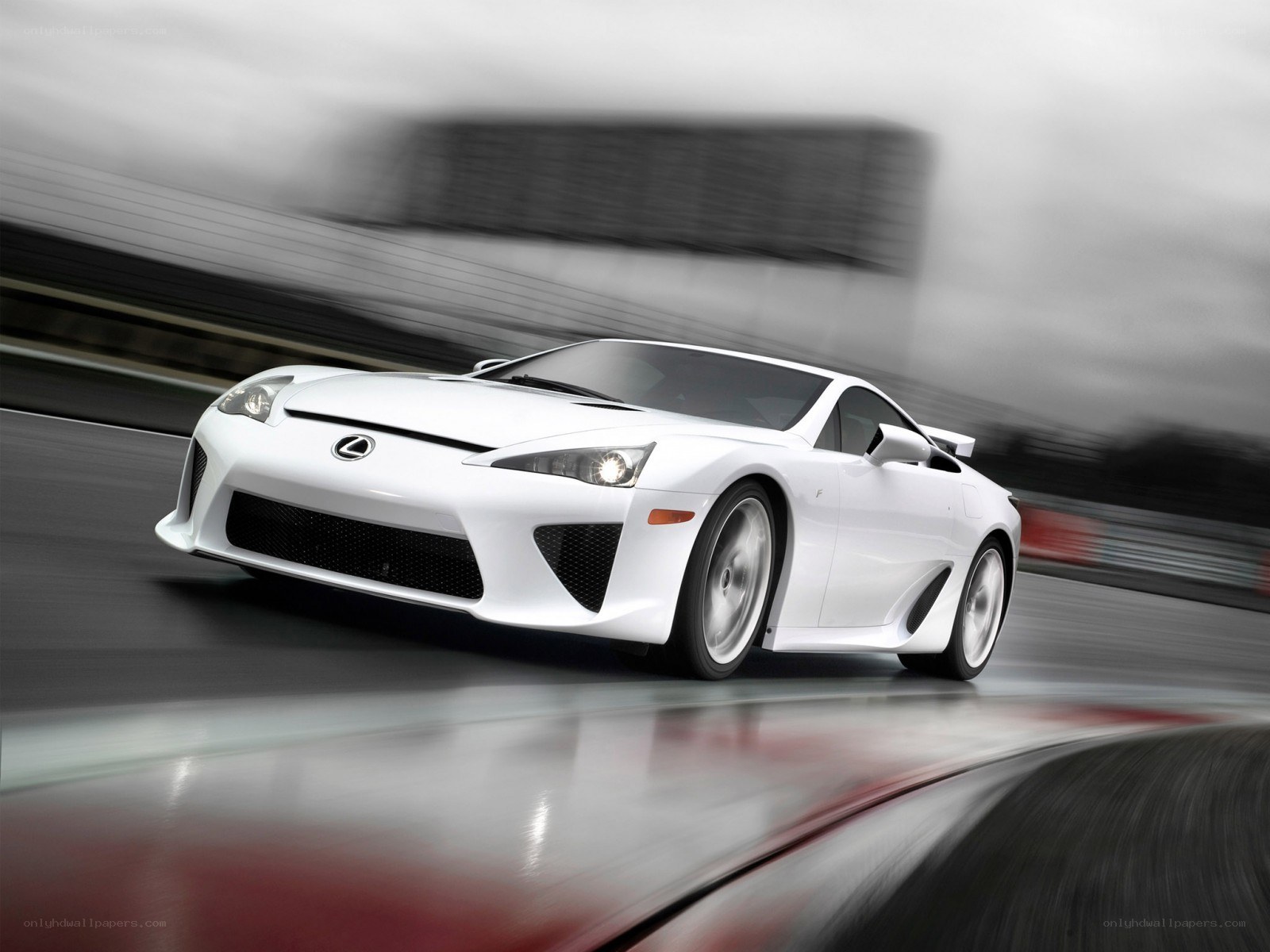 White Lexus LFA on a racetrack