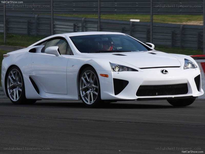 White Lexus LFA on a racetrack