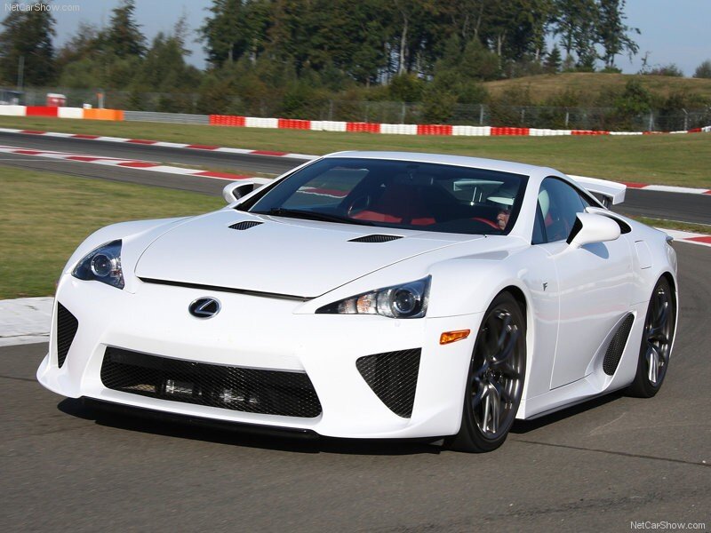 White Lexus LFA on a racetrack