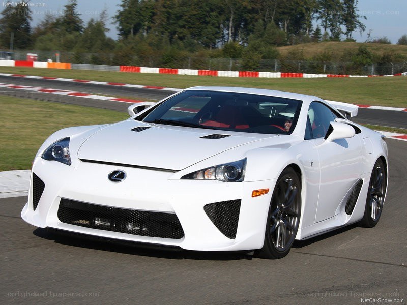 White Lexus LFA on a racetrack
