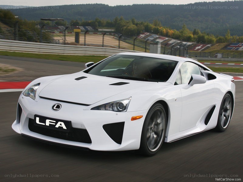 White Lexus LFA on a racetrack