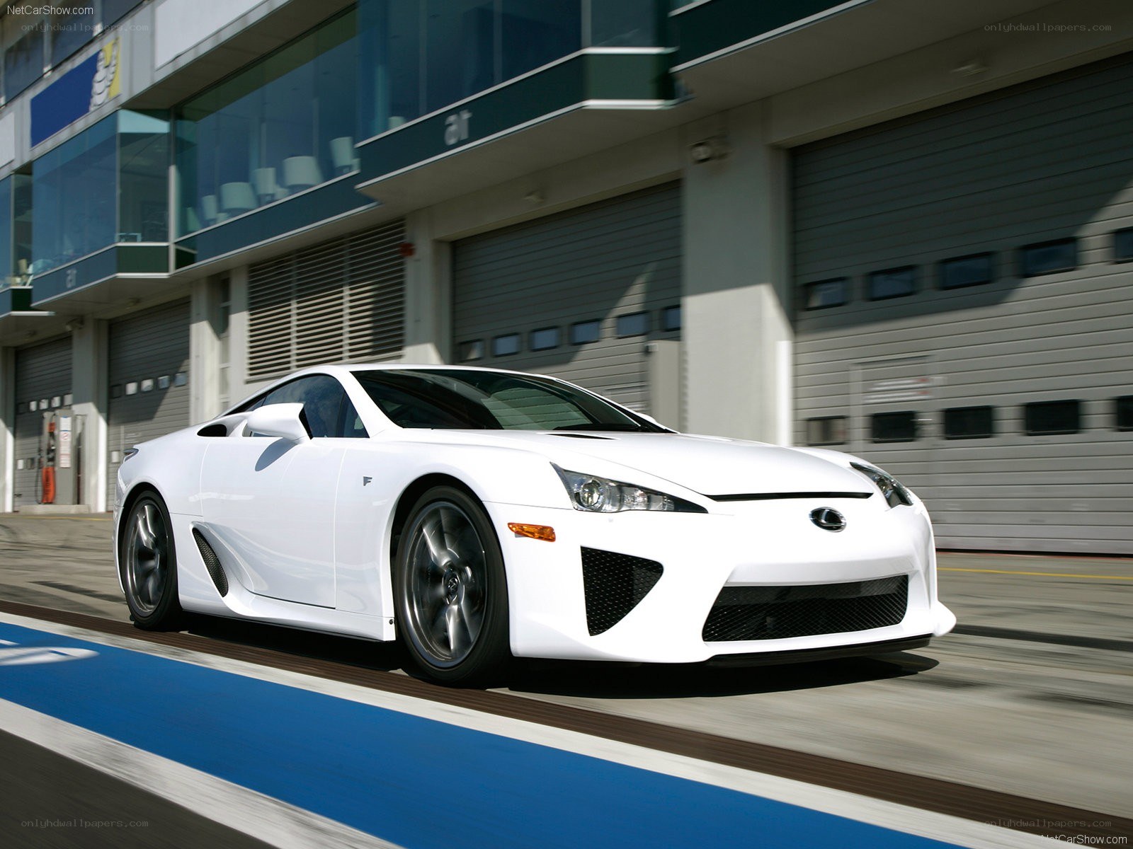 White Lexus LFA on a racetrack