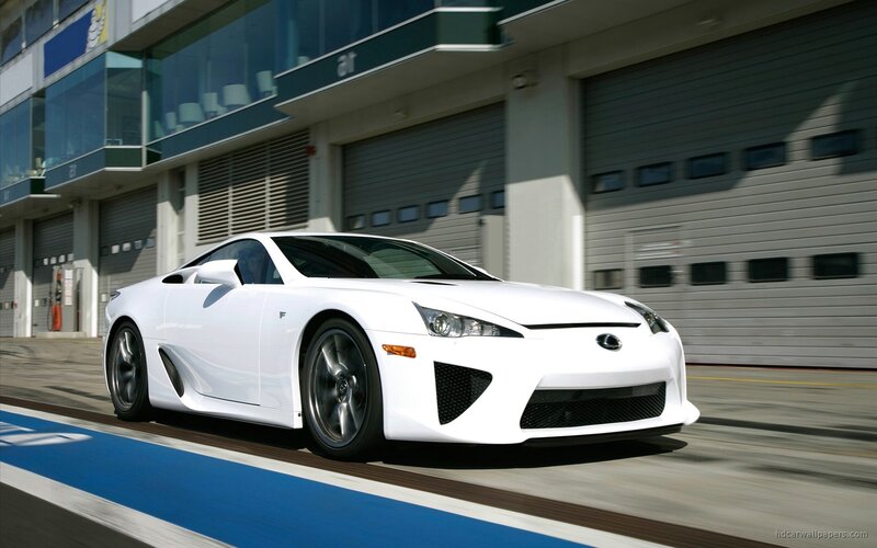 White Lexus LFA on a racetrack