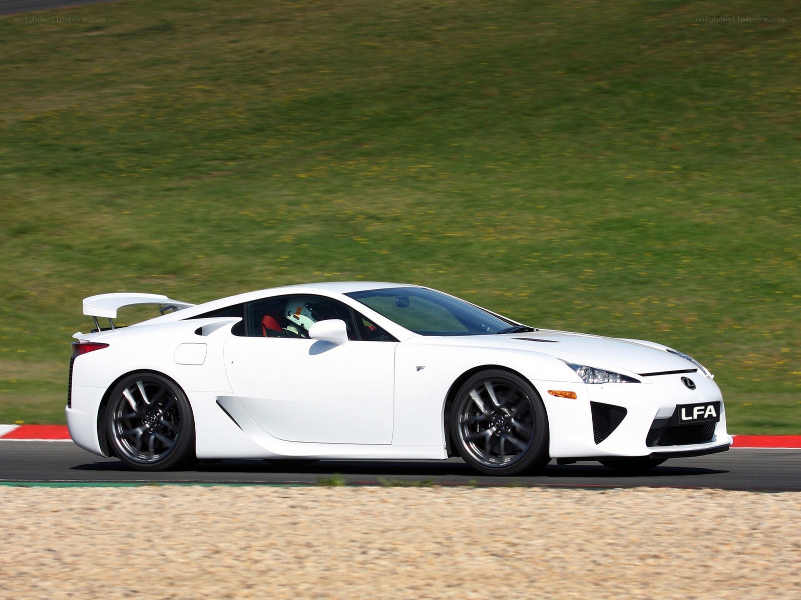 White Lexus LFA on a racetrack