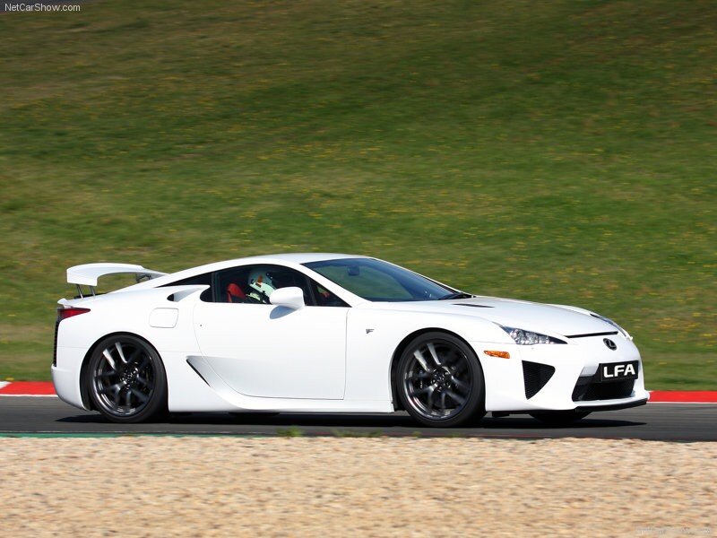 White Lexus LFA on a racetrack