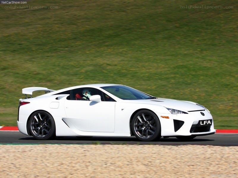 White Lexus LFA on a racetrack