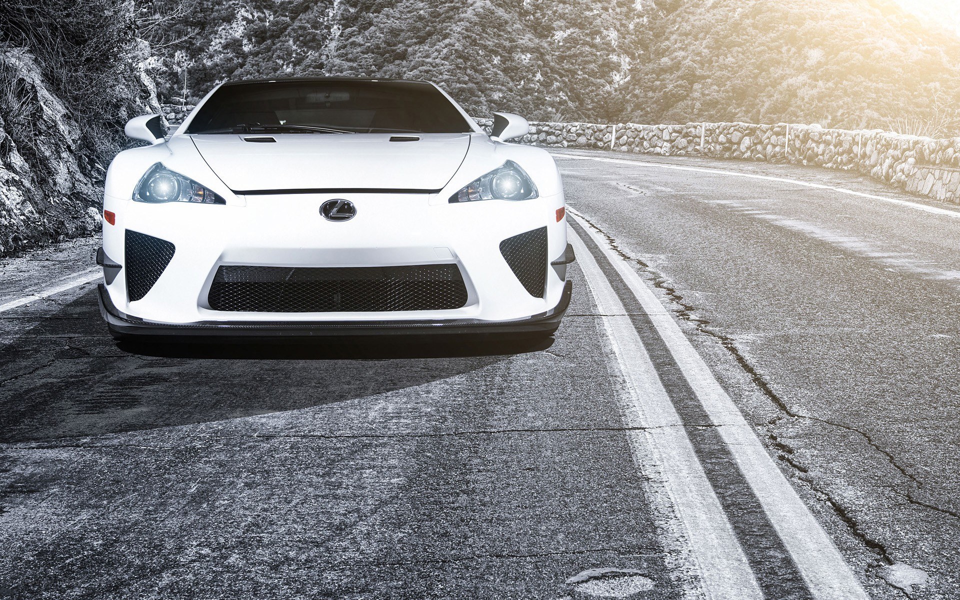 White Lexus LFA on a winding road