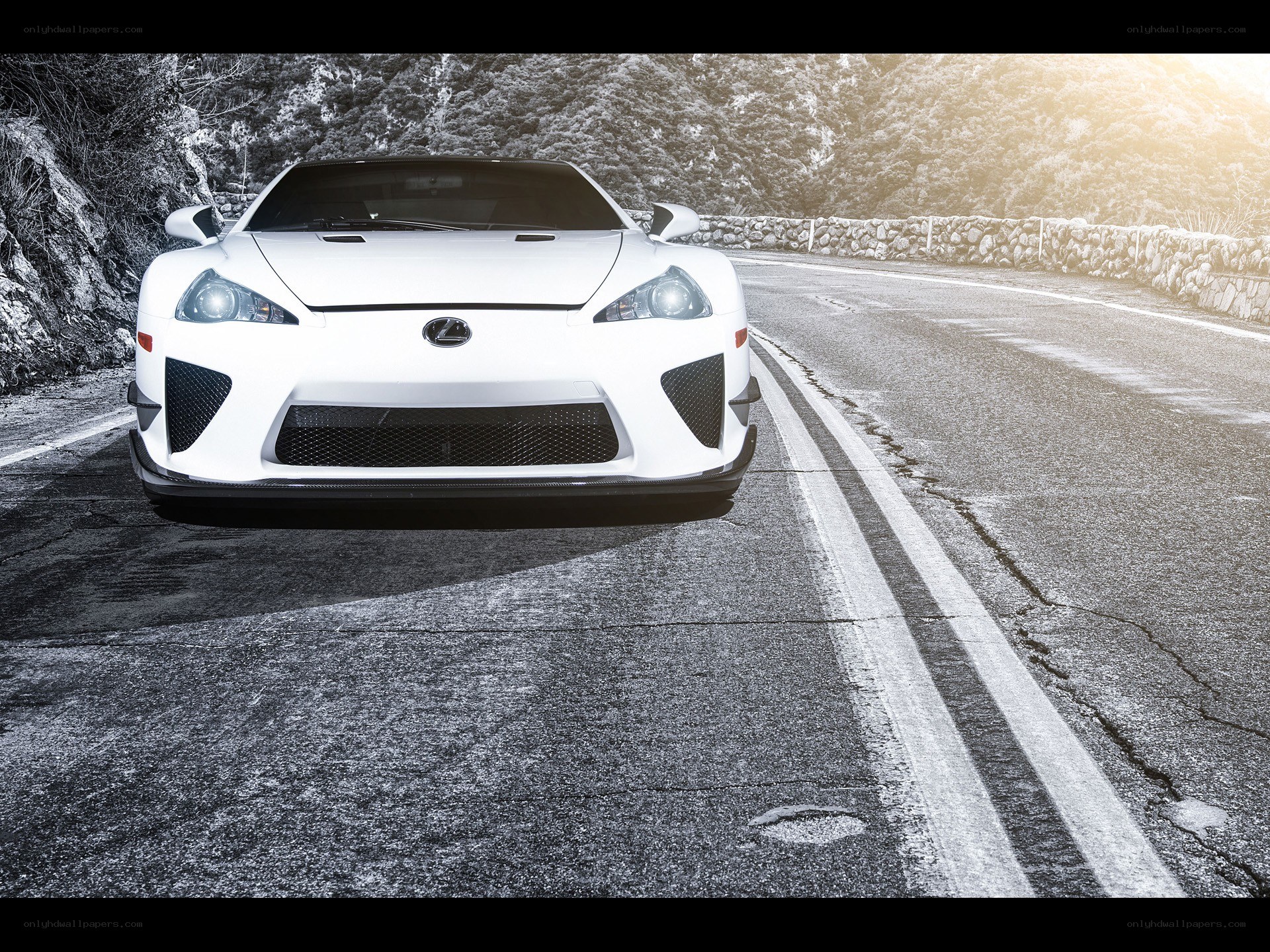 White Lexus LFA on a winding road