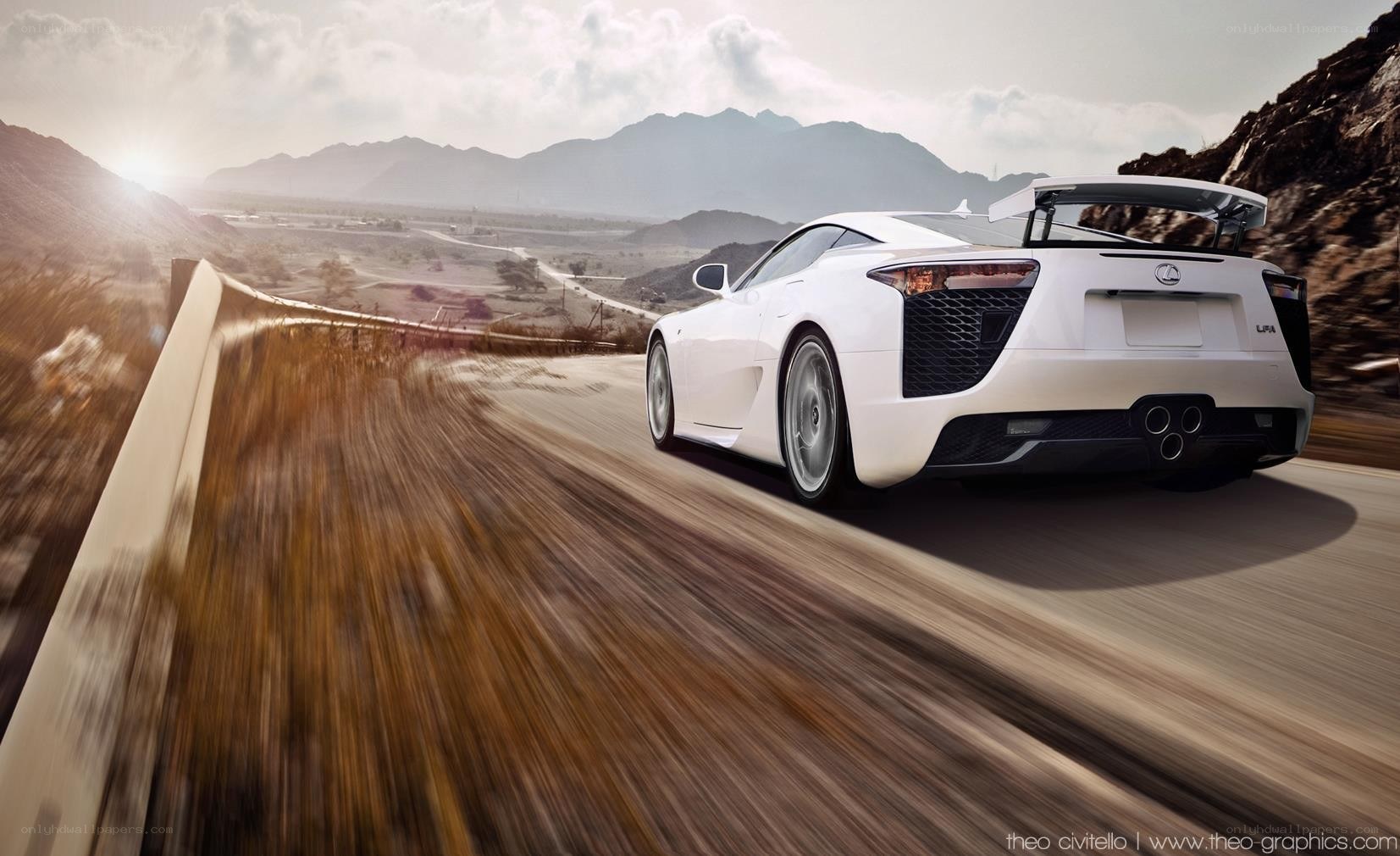 White Lexus LFA on mountain road